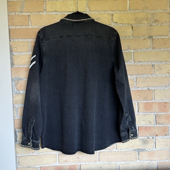 New Mos Mosh Black Denim Jacket with Stud Accents - Picture 7 of 8